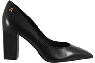 salg af TOMMY HILFIGER BLOCK HEEL POINTED PUMP LEATHER BLACK