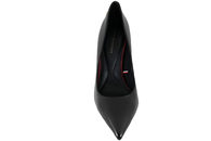 TOMMY HILFIGER BLOCK HEEL POINTED PUMP LEATHER BLACK